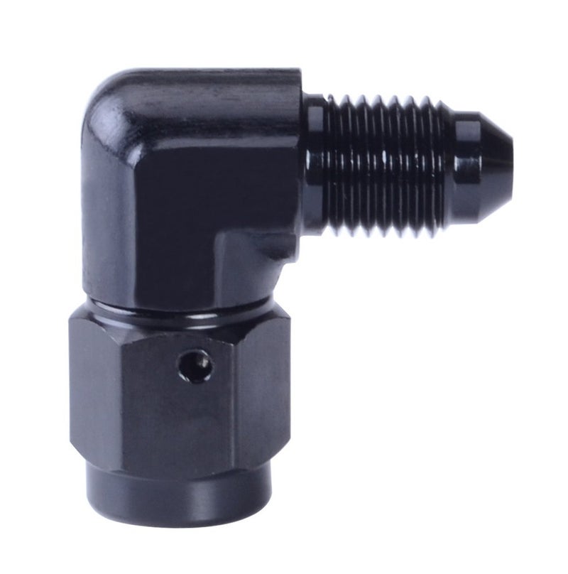 ESPEEDER SYKRSS 3AN Aluminum Anodize Finish Male/Female 90 Degree Flare Bulkhead Fitting Adapter AN-3 Black - Image 1